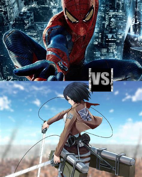 Spider Man Vs Mikasa Ackerman By 8410 On Deviantart