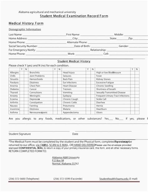 printable physical exam forms  document template