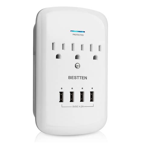 bestten outlet extender   usb charging ports  total   ac sockets  joule surge