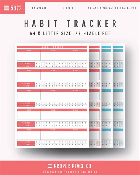 printable habit tracker daily habit tracker printable habit etsy