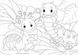 Colouring Caterpillars Scene Minibeast Pages sketch template