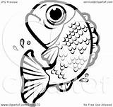 Fish Cartoon Leaping Clipart Vector Coloring Outlined Thoman Cory Clip Royalty Clipartof sketch template