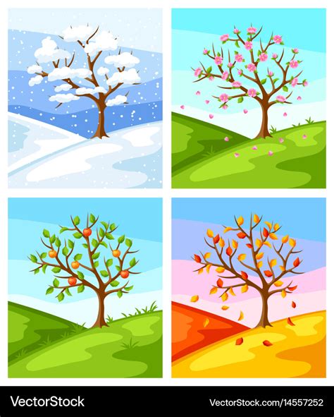 seasons  tree  landscape royalty  vector image