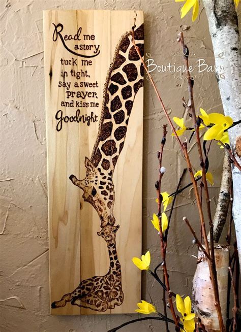 handmade giraffe wall art  nighttime prayer giraffe nursery decor