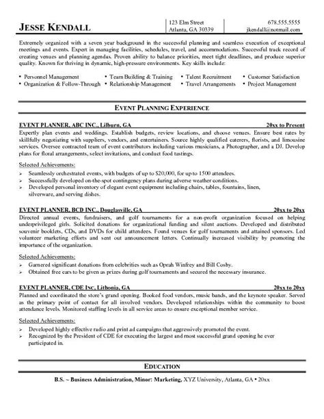 event planner resume  professional life resumes event