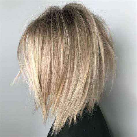 straight rounded lob hairstyles  chunky razored layers