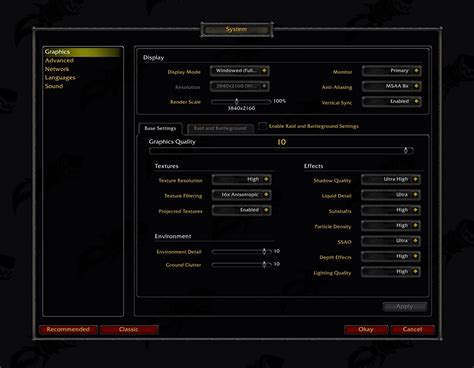 wow classic demo graphical options interface settings  menus revealed includes classic