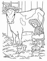 Coloring Cow Pages Milking Farmer Dog Cows Little His Bark Puppy Front Boy Color Kids Job sketch template