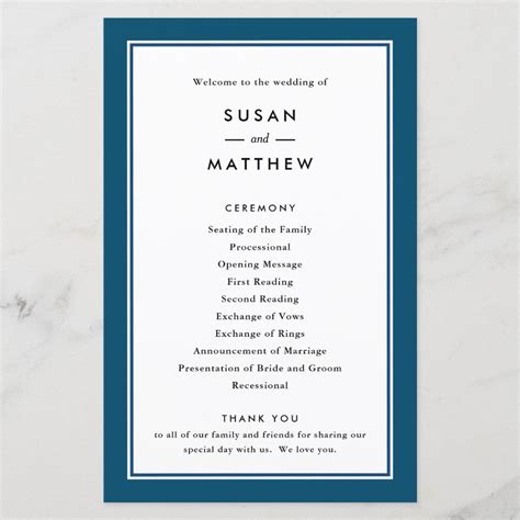classic border navy blue paper program zazzle wedding invitations