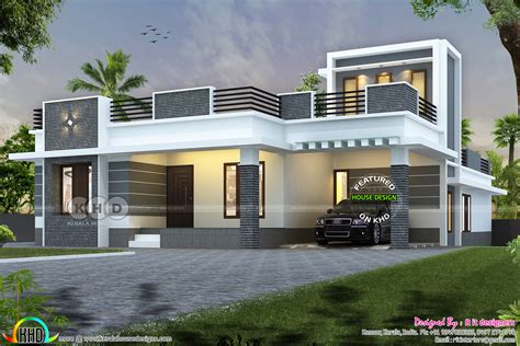 cost estimated flat roof home plan kerala home design  floor plans  house designs
