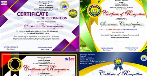 certificate  recognition deped template   certificate