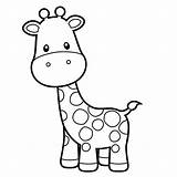Giraffe Cute Coloring Baby Drawing Illustration Outline Cartoon Vector Illustrations Clip Stock sketch template