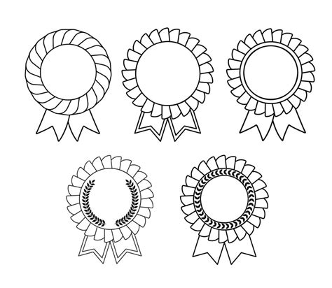 set   medals icon blank template  decor vector outline