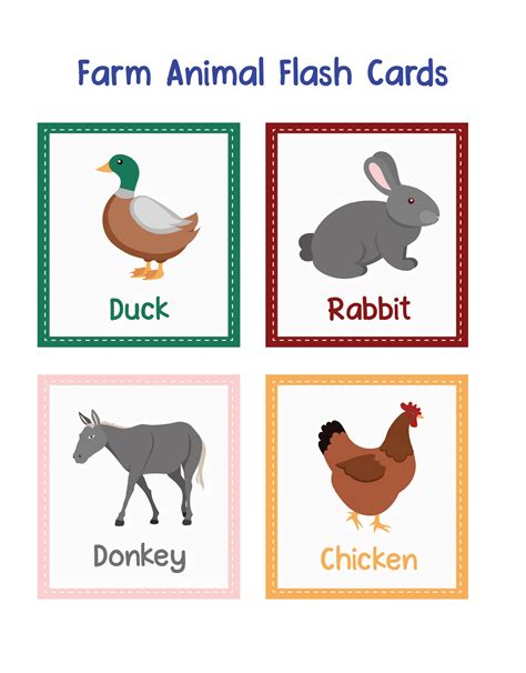 printable farm animal flash cards printable templates