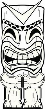Tiki Coloring Pages Totem Mask Pole Drawing Template Printable Hawaiian Survivor Vector Luau Tikki Masks Clip Poles Sketch Clipart Templates sketch template