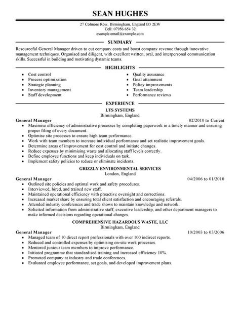 great general manager resume examples livecareer