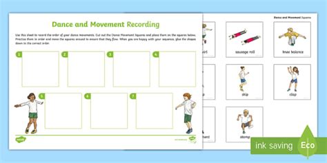 movement and dance recording worksheet cfe teacher made