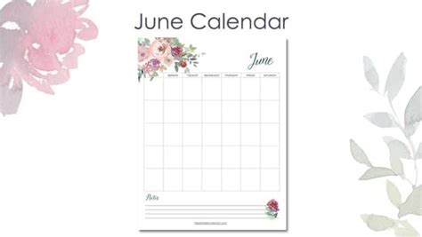 june printable calendar  printable collection