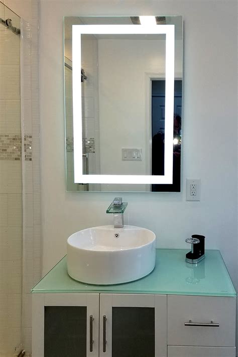 front lighted led bathroom vanity mirror    rectangular