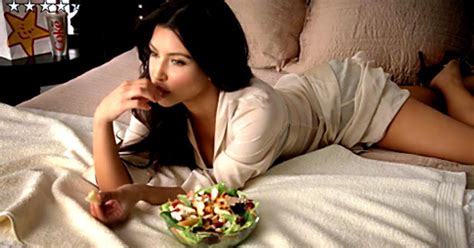 kim kardashian gets messy while eating a salad for carl s jr ny daily news