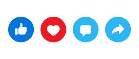love comment  share icon vector social media elements
