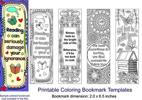 printable coloring bookmark templates    ricldpartworks