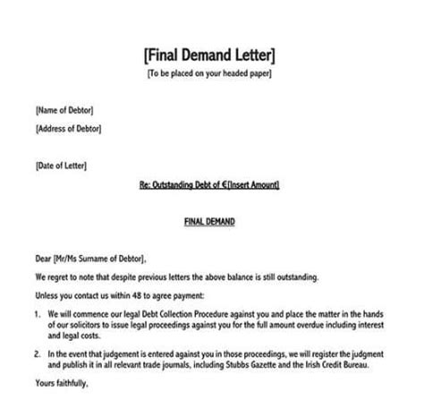 demand letter  payment templates word