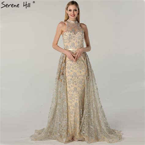 glitter halter luxury nude gold vintage evening dresses sparkle sexy