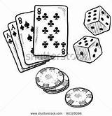 Poker Cards Dice Chips Drawing Gambling Doodle Vector Sketch Playing Objects Coloring Pages Card Luck Drawings Illustration Dreamstime Stock Style sketch template