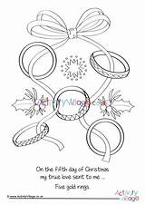 Rings Colouring Five Gold Pages Coloring Christmas Scrooge Ebenezer Carols Village Activity Explore Theme Printable Getcolorings Activityvillage sketch template