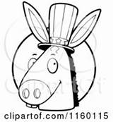 Donkey Democratic Head Cartoon Front Circle Clipart Cory Thoman Outlined Coloring Vector Elephant Flag Royalty Clip Clipartof sketch template