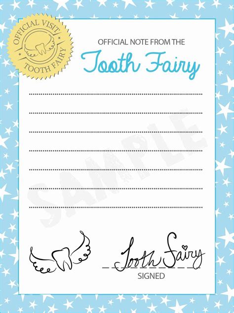 tooth fairy template letter