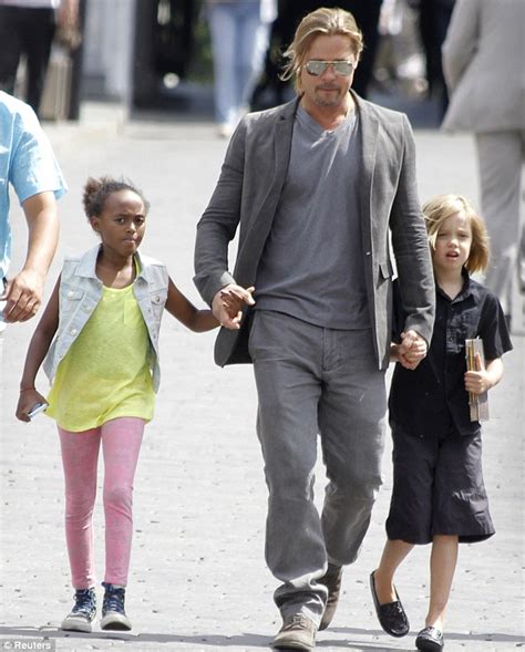 Brad Pitt Takes Daughters Zahara And Shiloh For A Stroll In Moscow In A