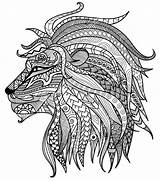 Coloring Pages Lion Mandala Adult Head Kids sketch template
