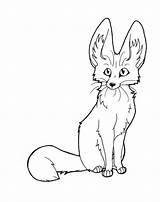 Fennec Fox Coloring Line Drawing Template Pages Clipart Baby Cute Clip Animal Foxes Printable Templates Color Drawings Deviantart Cartoon African sketch template