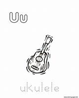 Coloring Ukulele Alphabet Pages Printable sketch template