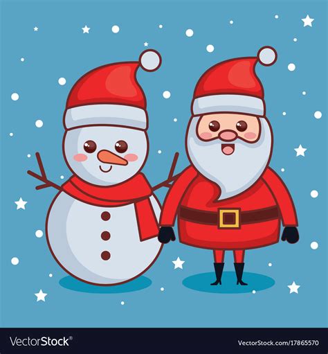 santa claus  snowman characters christmas card