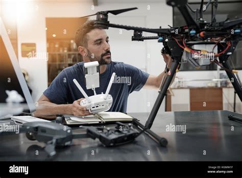 engineer working  drone  office stock photo alamy