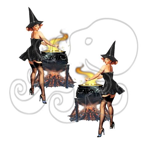 Pin Up Clip Art Pin Up Witch Girl Retro 50 S Pin Up Etsy