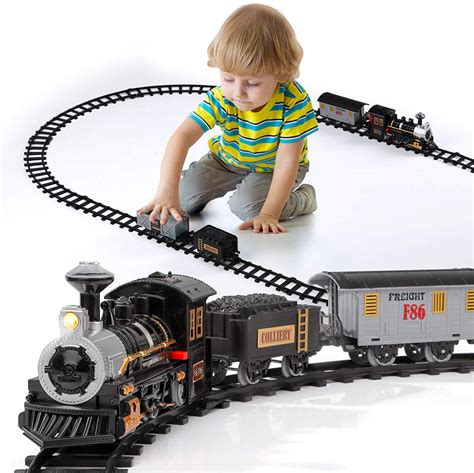 lucky doug christmas train set  kids battery powered train toys  light sounds include