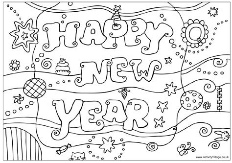 years eve coloring pages  printable  happy  year
