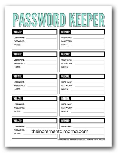 calendars planners password list organizer log password tracker