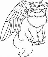 Coloring Pages Cat Fluffy Winged Unicorn Pink Printable Dancing Cats Cute Wings Rainbows Unicorns Colouring Kitten Kids Kitty Getcolorings Color sketch template