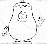 Waving Mascot Eggplant Cartoon Outlined Coloring Vector Cory Thoman Clipart Royalty sketch template