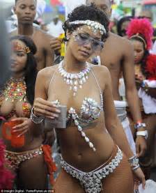 the invisible rihanna go wicked in bejewelled bikini at barbados carnival photos