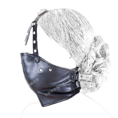 ball mouth gag black pu leather head harness mouth mask bondage