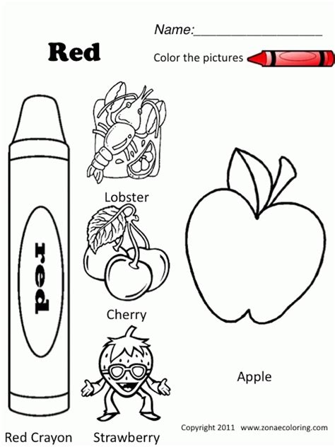 color  objects red worksheet clip art library