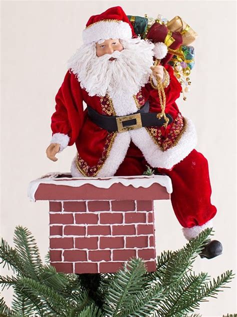 jolly saint nick santa  chimney tree topper christmas