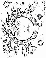 Coloring Pages Wiccan Moon Sun Adults Stars Pagan Adult Printable Sheets Colouring Hippie Drawing Color Books Mandala Midsummer Solstice Summer sketch template