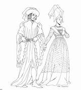 Coloring Pages Medieval Fashion Ages Middle Clothing Colouring Visit Renaissance Printable sketch template